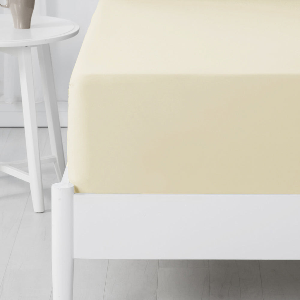 Abrazo 100% Cotton Flannelette Fitted Sheet Ivory | Long Single Bed