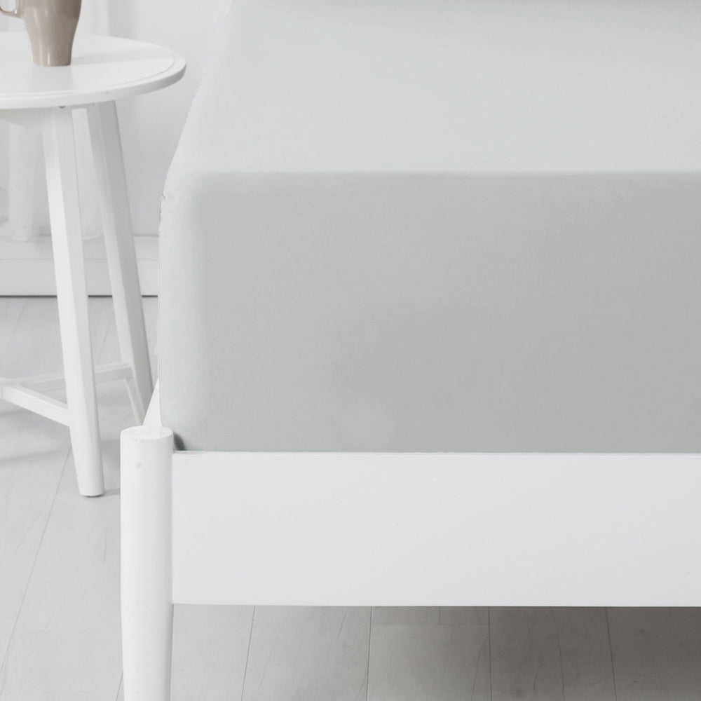 Abrazo 100% Cotton Flannelette Fitted Sheet Silver | Long Single Bed