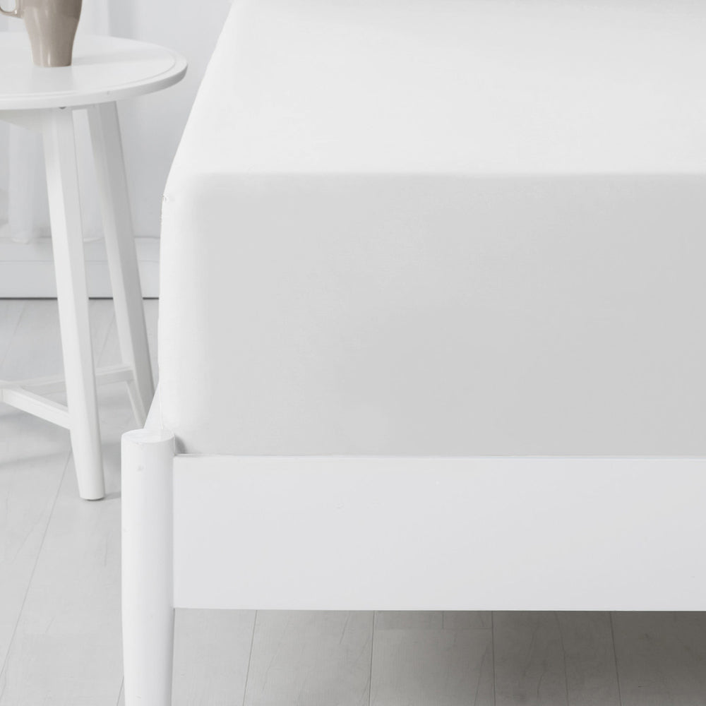 Abrazo 100% Cotton Flannelette Fitted Sheet White | Long Single Bed