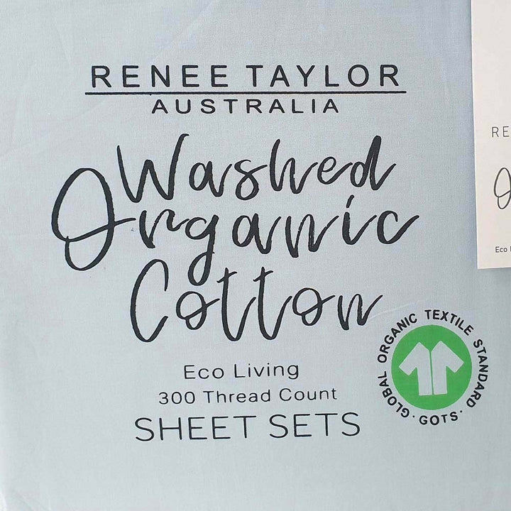100% Organic Cotton Percale Sheet Set 300TC Baby Blue | Split King Bed