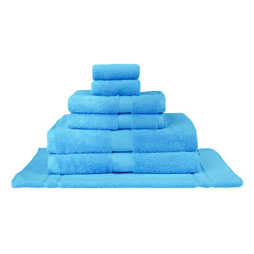 100% Combed Cotton Towels Aqua | 7pc Bath Towel Set