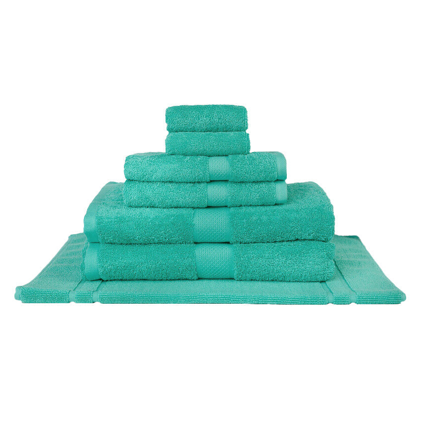 100% Combed Cotton Towels Turquoise | 7pc Bath Towel Set