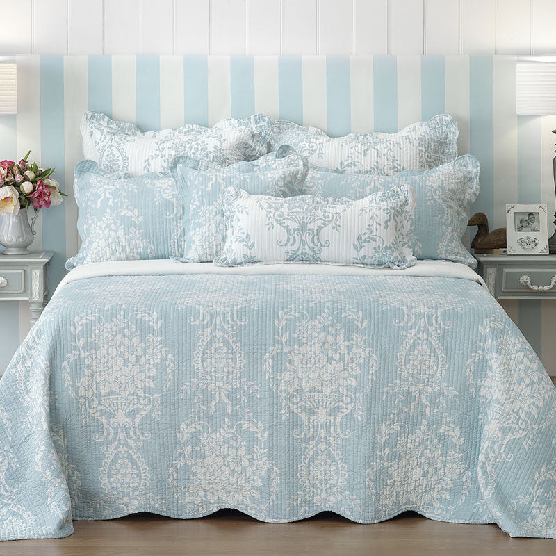 Florence Blue Bedspread Set | Queen Bed