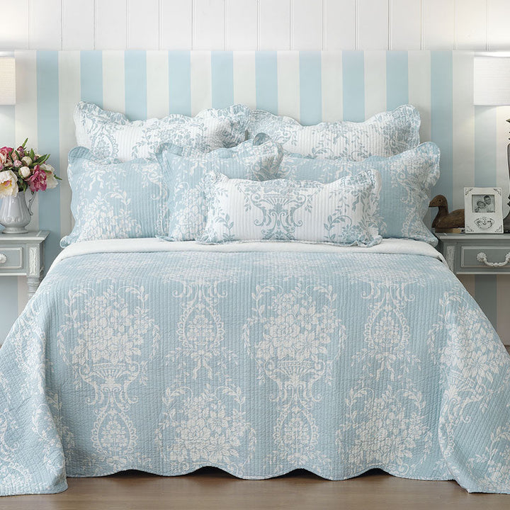 Florence Blue Bedspread Set | Queen Bed