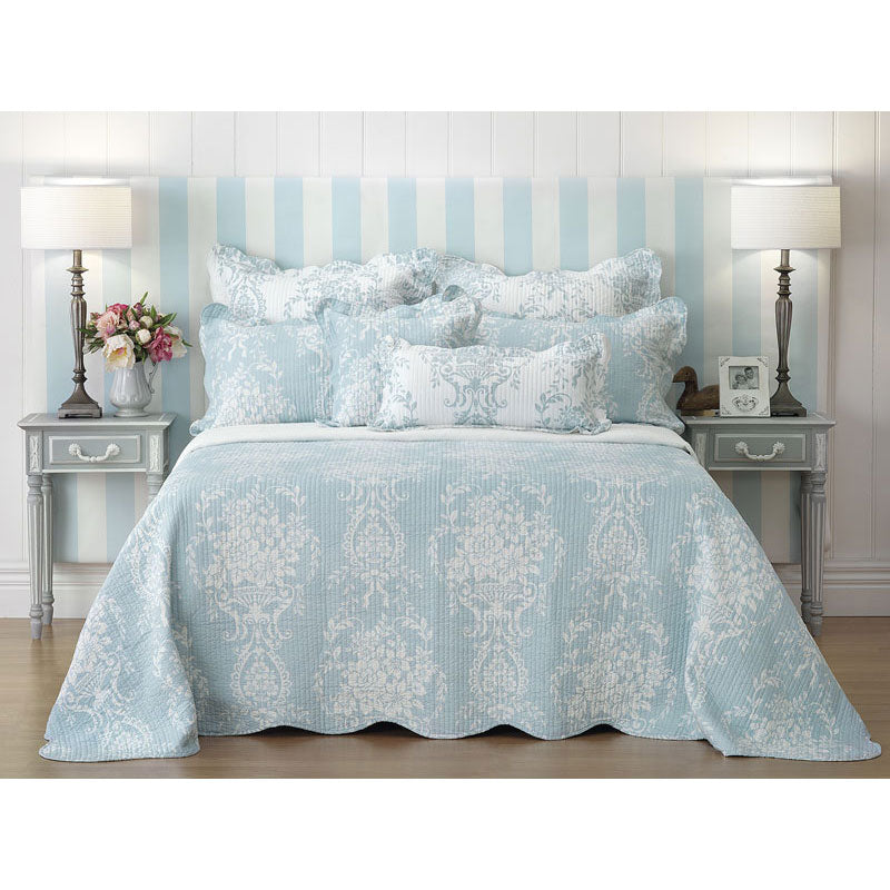 Florence Blue Bedspread Set | Queen Bed
