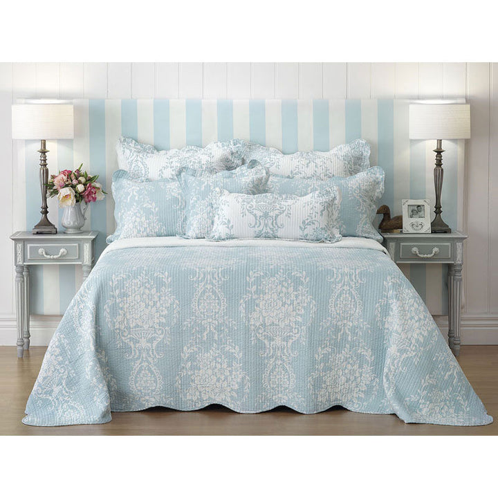 Florence Blue Bedspread Set | Queen Bed