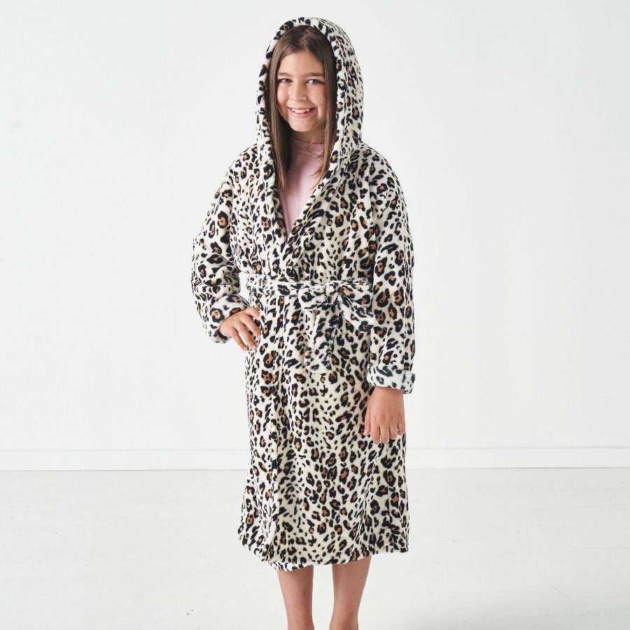 Plush Kids Bathrobe Leopard | Kids Large Size 10