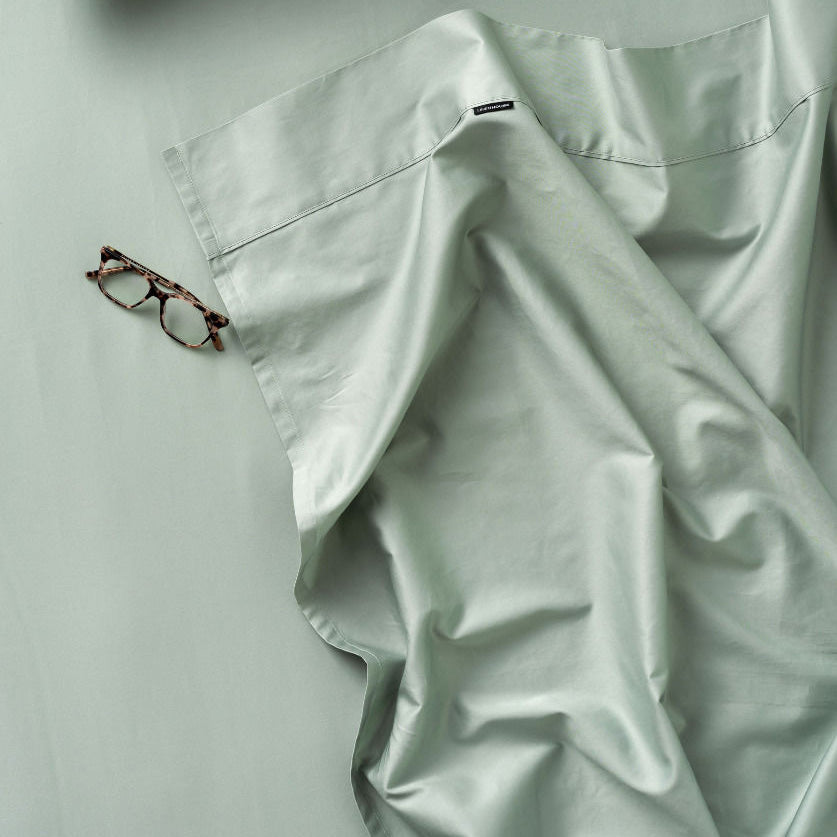 Augusta 100% Cotton Fitted Sheet 500TC Green Gum | Queen Bed 50cm