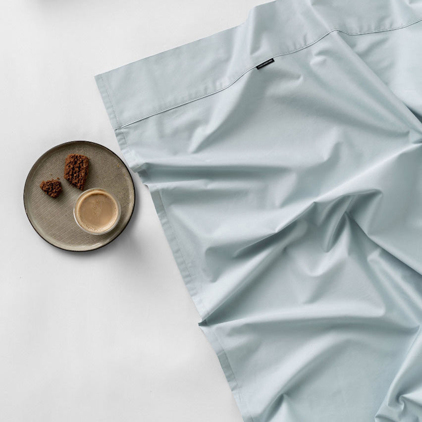 Augusta 100% Cotton Flat Sheet 500TC Pale Blue | Queen Bed