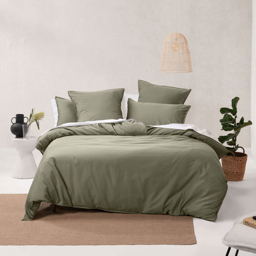 Nara Moss Bamboo Cotton Quilt Cover Set | Queen Bed