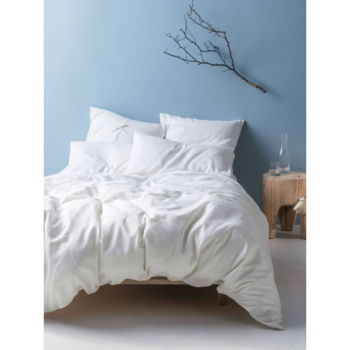Nimes White Linen Quilt Cover Set | King Bed