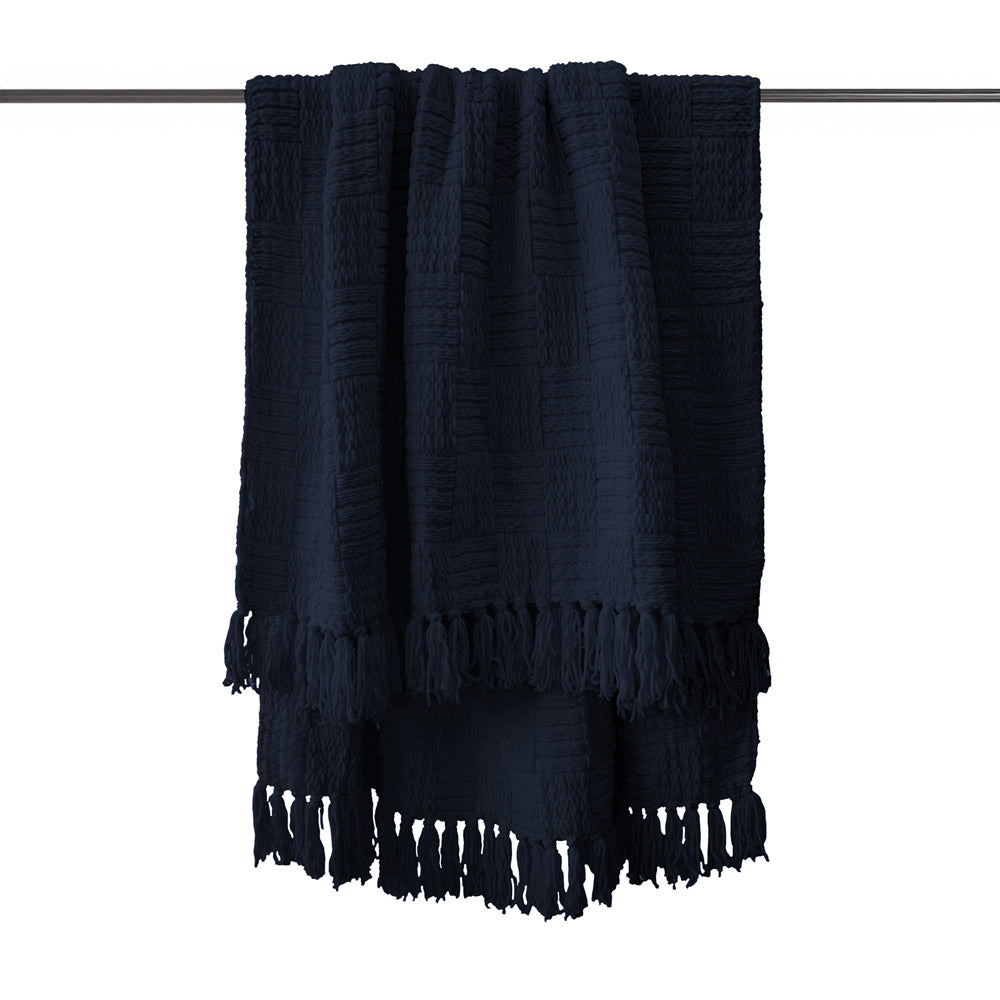 Bambury Asha Navy Throw Displayed | My Linen