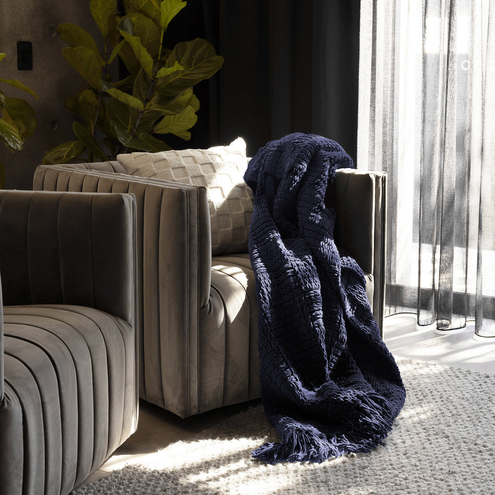 Bambury Asha Navy Throw Lifestyle | My Linen