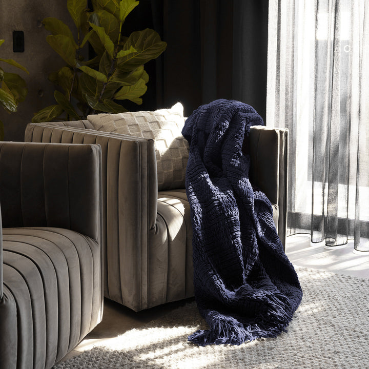 Bambury Asha Navy Throw Lifestyle | My Linen