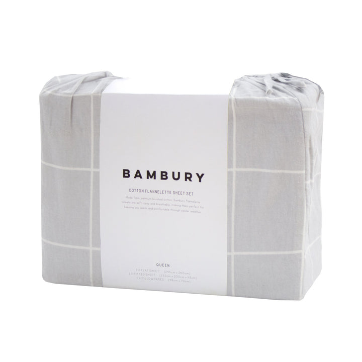 Carrington Silver Flannelette Sheet Set | Single Bed