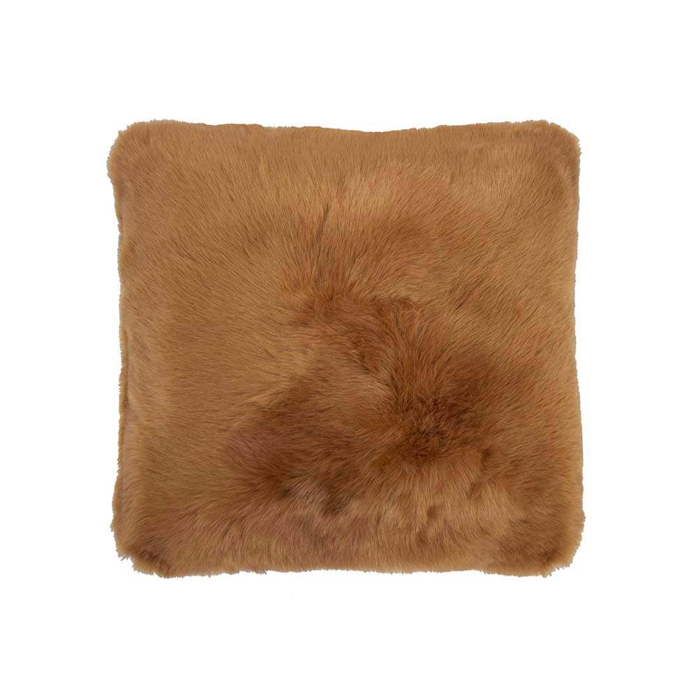 Faux Fur Butterscotch Square Filled Cushion