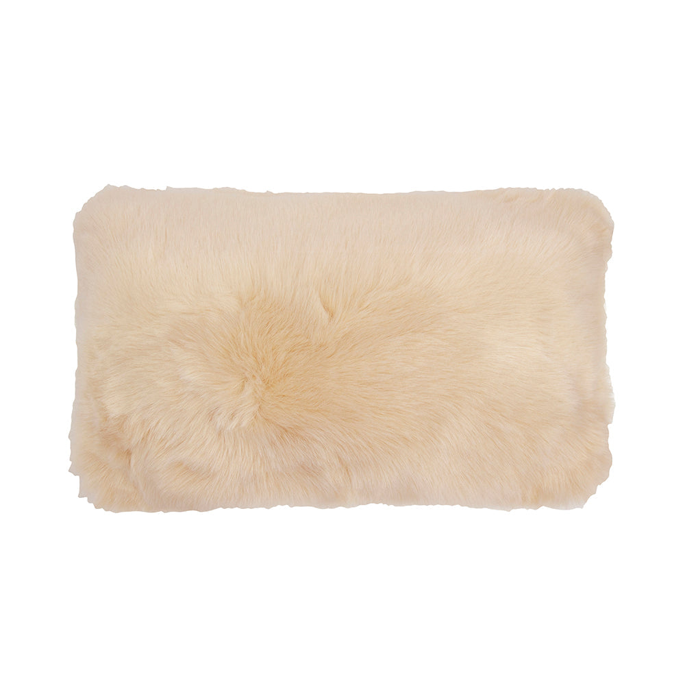 Faux Fur Nougat Long Filled Cushion