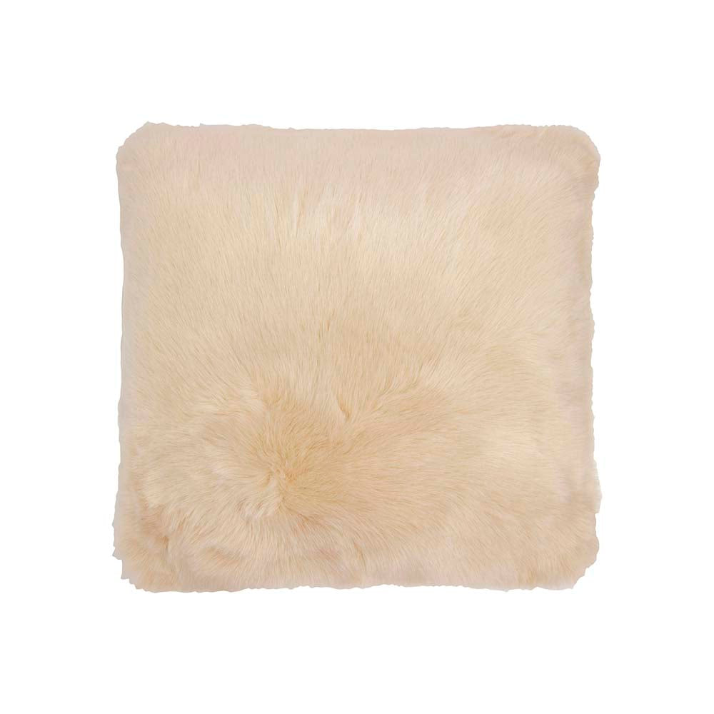 Faux Fur Nougat Square Filled Cushion