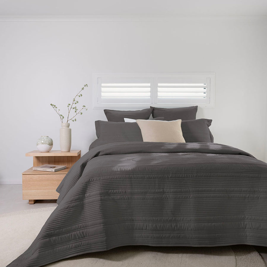 Bambury Flinders Charcoal Coverlet Set | My Linen