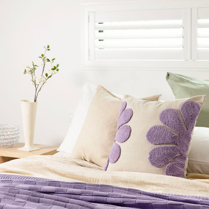 Bambury Florian Lilac Square Filled Cushion Lifestyle | My Linen