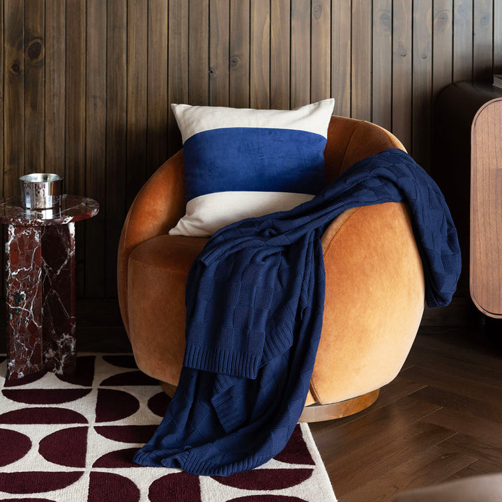 Bambury Kembla Navy Square Filled Cushion Lifestyle | My Linen