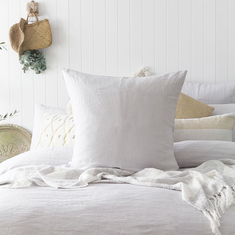 100% Linen Ivory White Quilt Cover Set | Super King