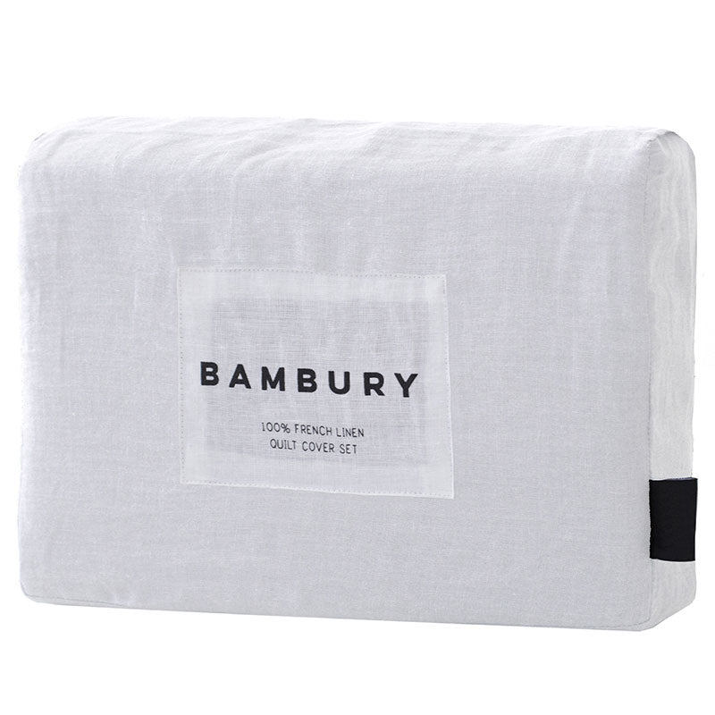 100% Linen Ivory White Quilt Cover Set | Queen Bed