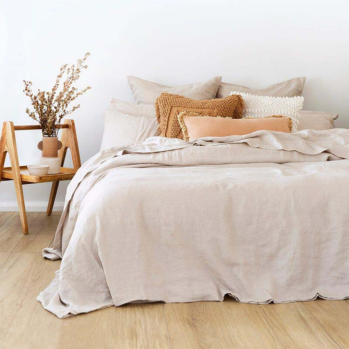 100% Linen Pebble Quilt Cover Set | Super King