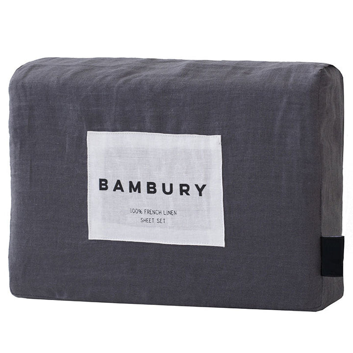 100% Linen Sheet Set Charcoal | King 50cm Bed