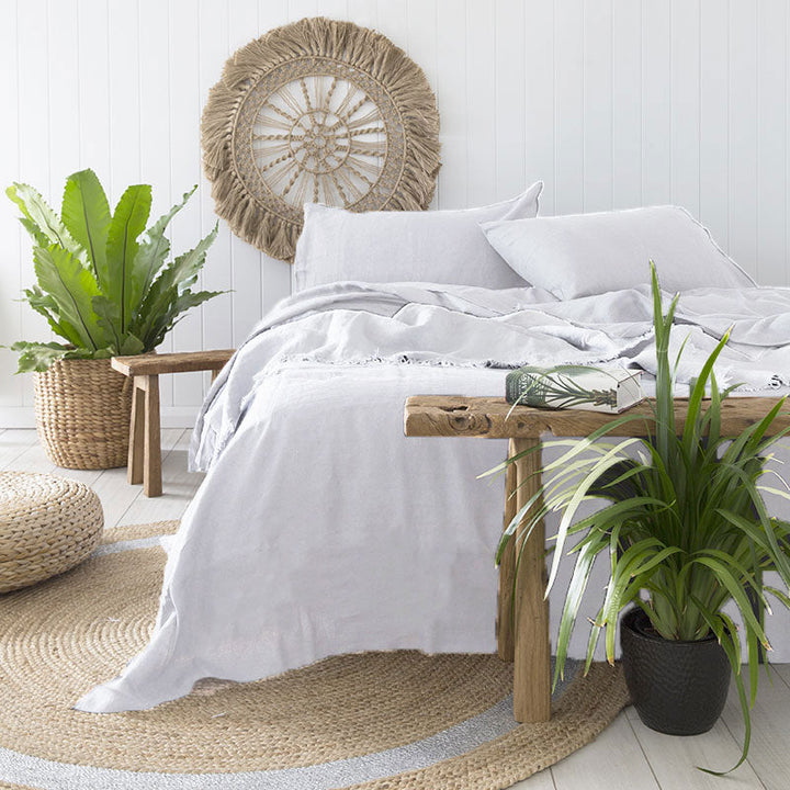 100% Linen Sheet Set Ivory White | Queen 50cm Bed