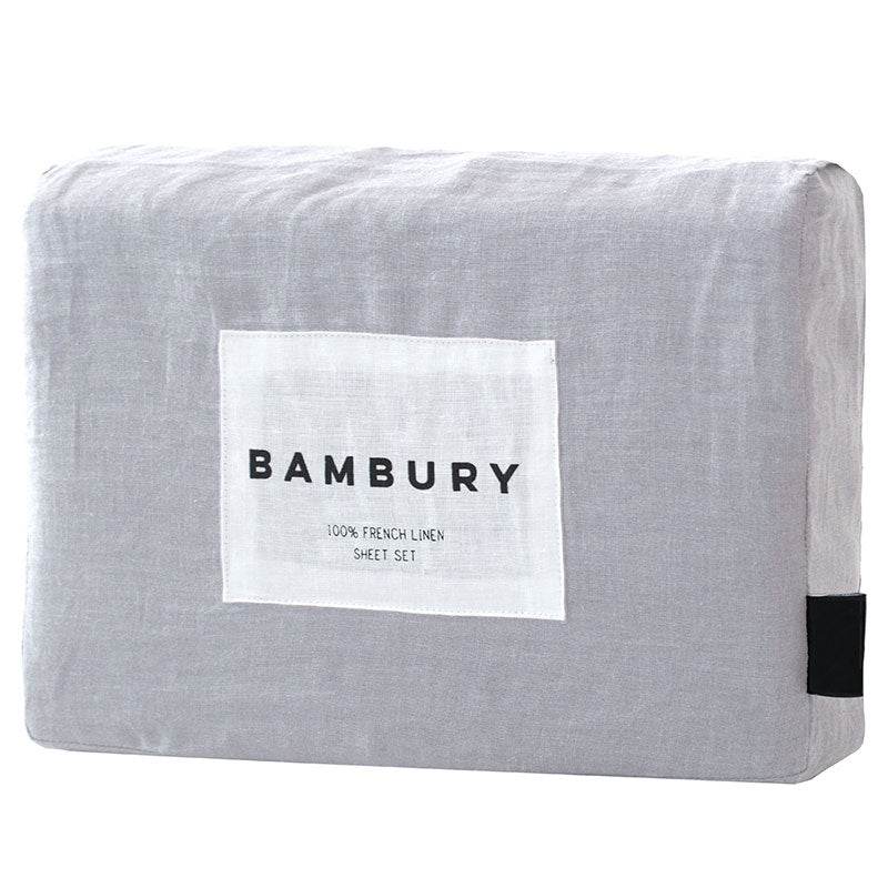 100% Linen Sheet Set Silver | King 50cm Bed