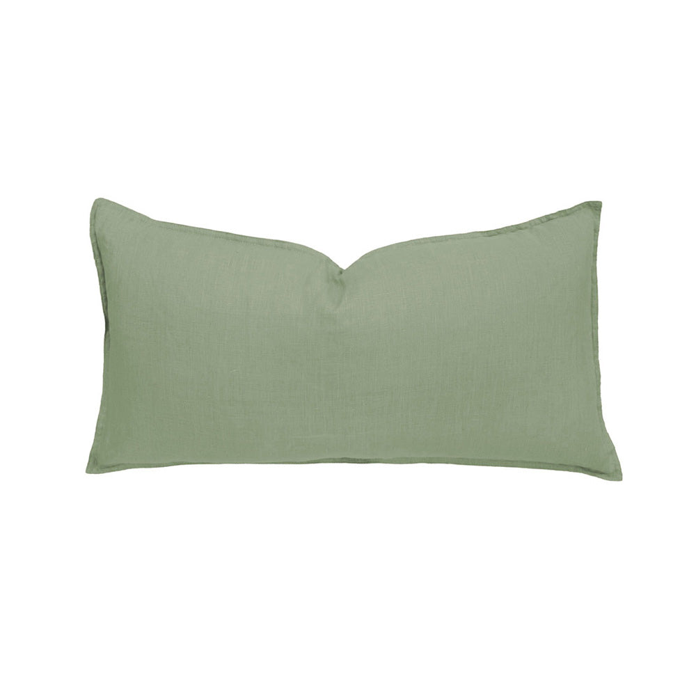 Bambury 100% Linen Sage Long Filled Cushion | My Linen