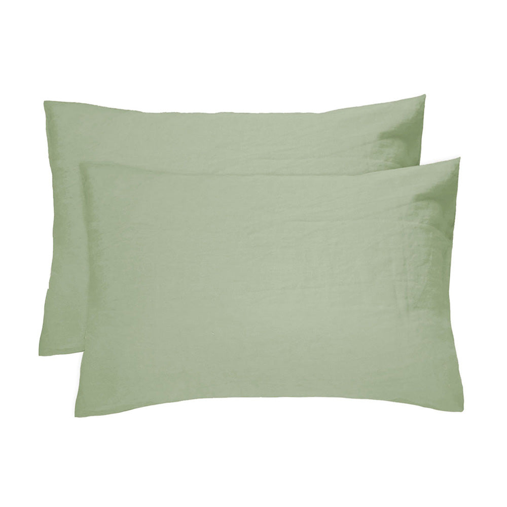 Bambury 100% Linen Sage Standard Pillowcase Pair | My Linen
