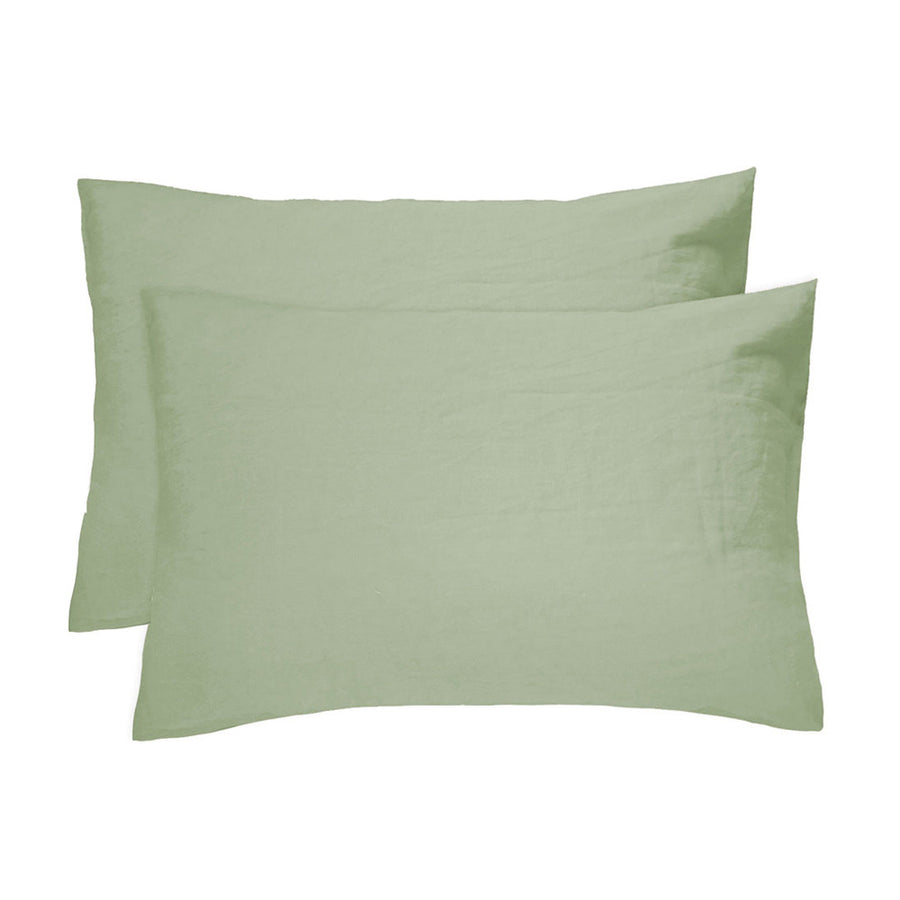 Bambury 100% Linen Sage Standard Pillowcase Pair | My Linen