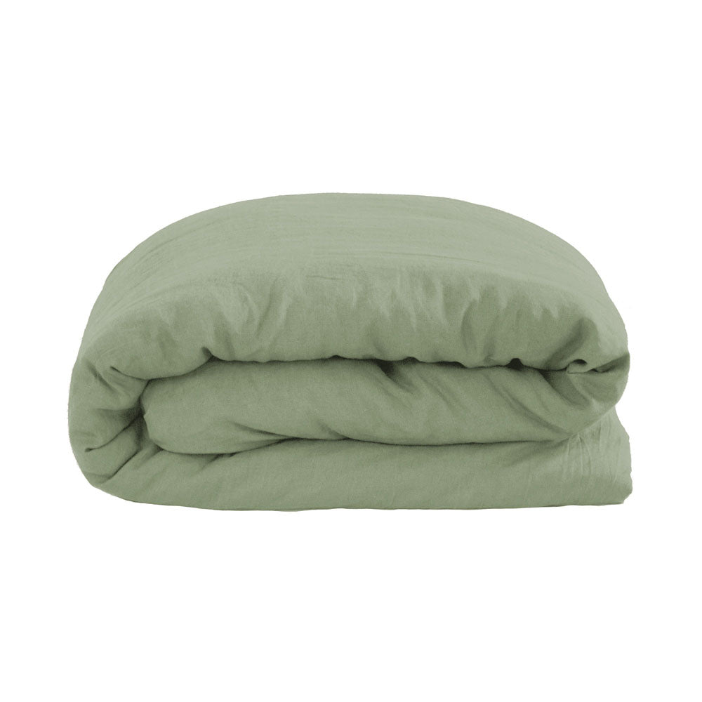 Bambury 100% Linen Sage Quilt Cover Set Stack | My Linen