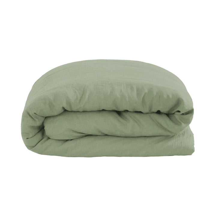 Bambury 100% Linen Sage Quilt Cover Set Stack | My Linen