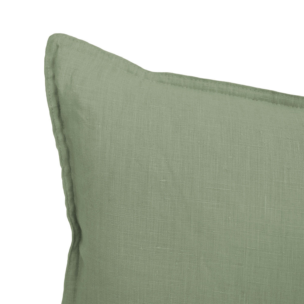 Bambury 100% Linen Sage Long Square Cushion Closeup | My Linen