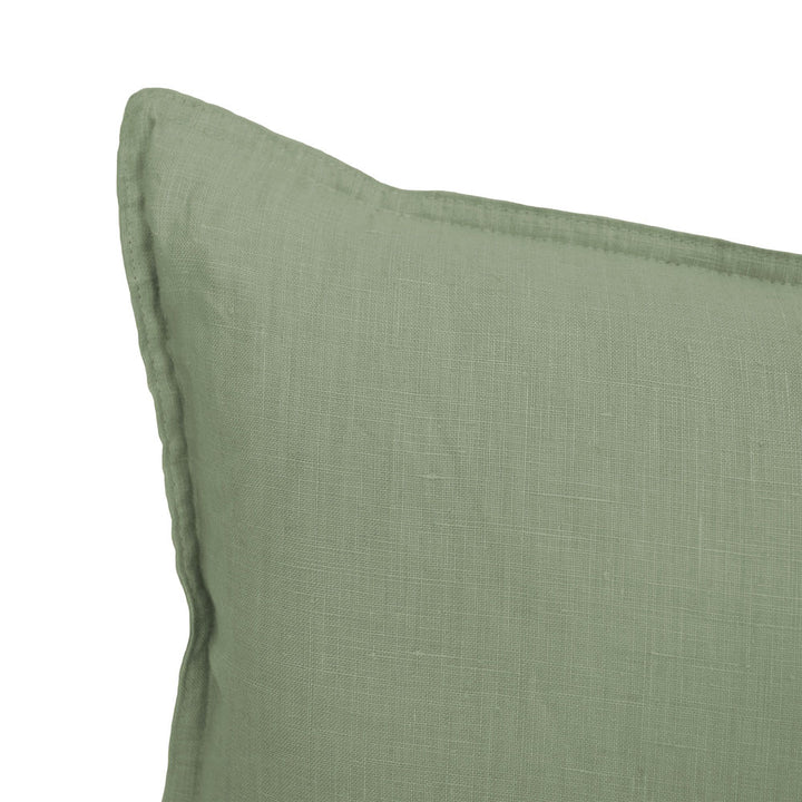 Bambury 100% Linen Sage Long Square Cushion Closeup | My Linen