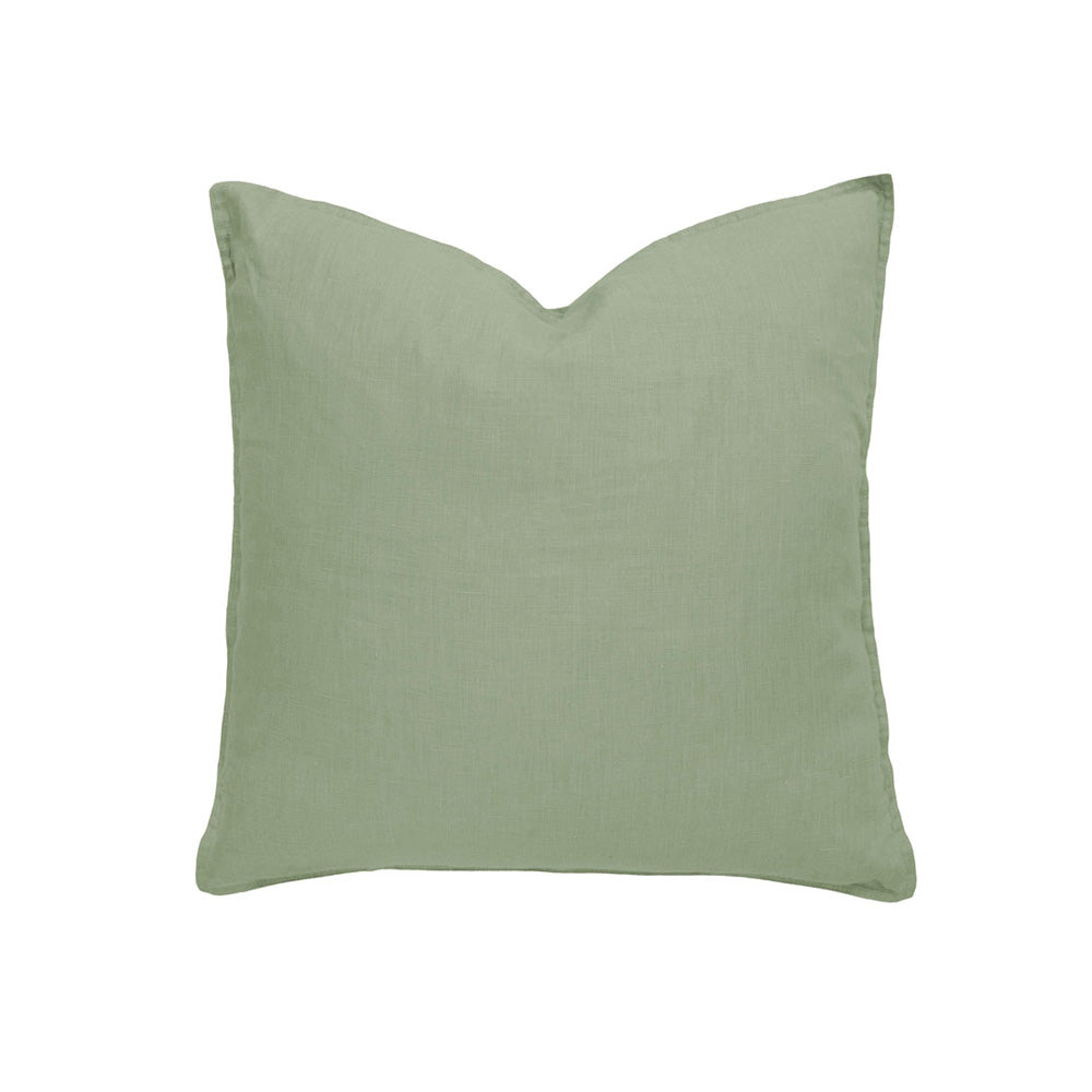 Bambury 100% Linen Sage Square Filled Cushion | My Linen