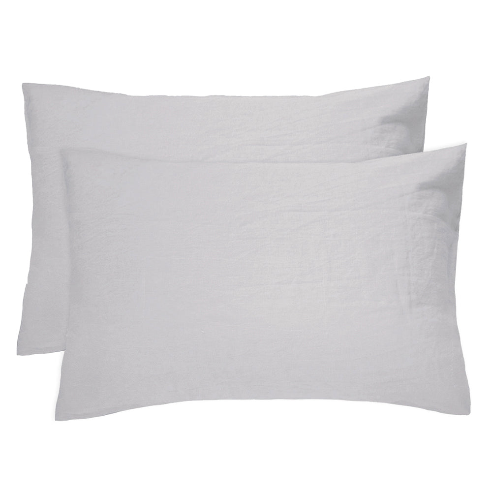 100% Linen Silver Standard Pillowcase | 2 Pack