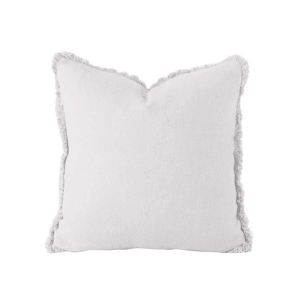 100% Linen Silver Fringed Square Filled Cushion