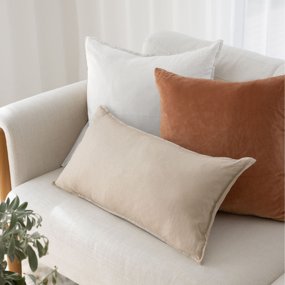 Bambury 100% Linen White Square Filled Cushion Lifestyle| My Linen