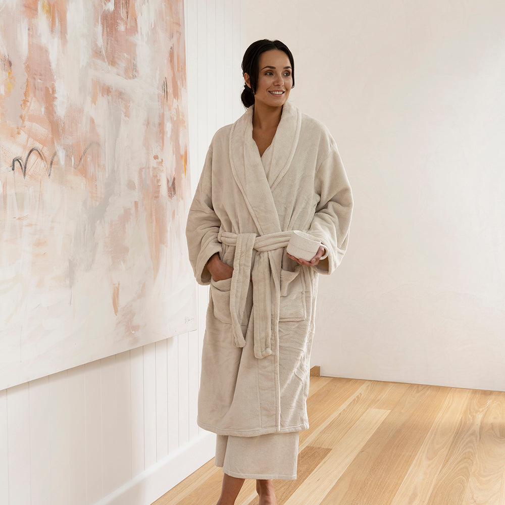 Microplush Bathrobe Stone | Large / X-Large