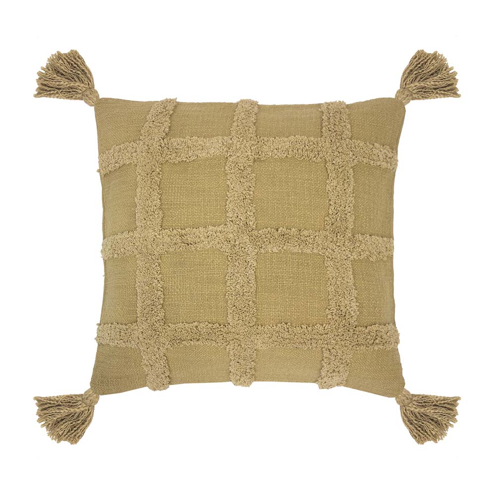 Percy Flax Square Filled Cushion