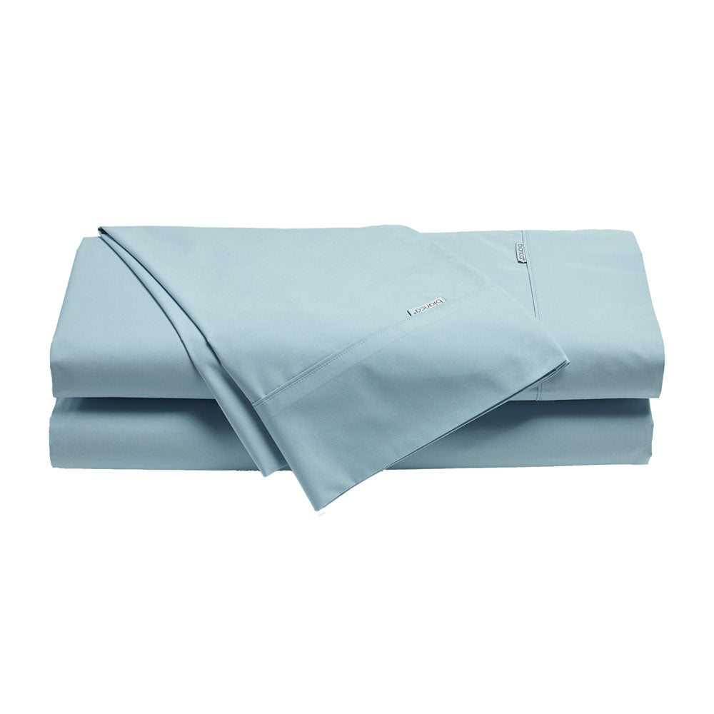 Heston 100% Cotton Percale Sheet Set 300TC Steel Blue | King Single Bed