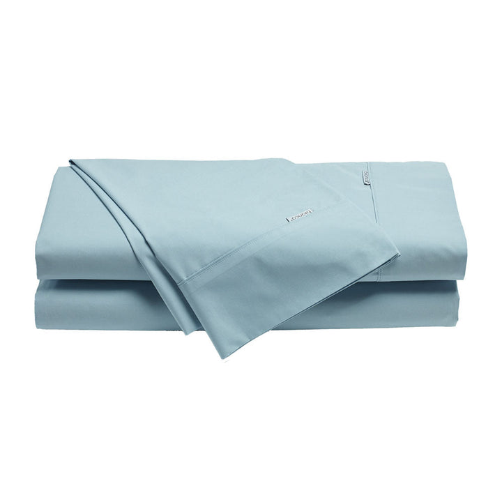 Heston 100% Cotton Percale Sheet Set 300TC Steel Blue | King Single Bed