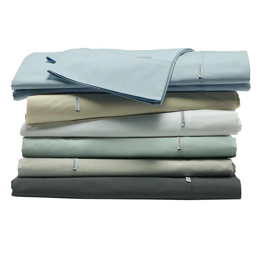 Heston 100% Cotton Percale Sheet Set 300TC Steel Blue | Long Single Bed