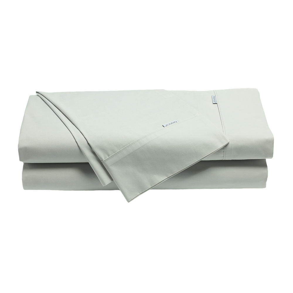 Heston 100% Cotton Percale Sheet Set 300TC Silver | King Bed 50cm