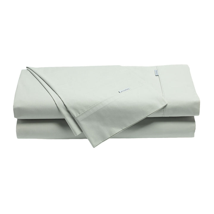 Heston 100% Cotton Percale Sheet Set 300TC Silver | King Bed 50cm