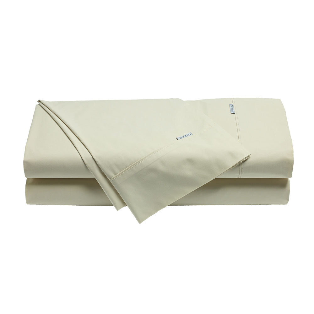 Heston 100% Cotton Percale Sheet Set 300TC Stone | Split King Bed